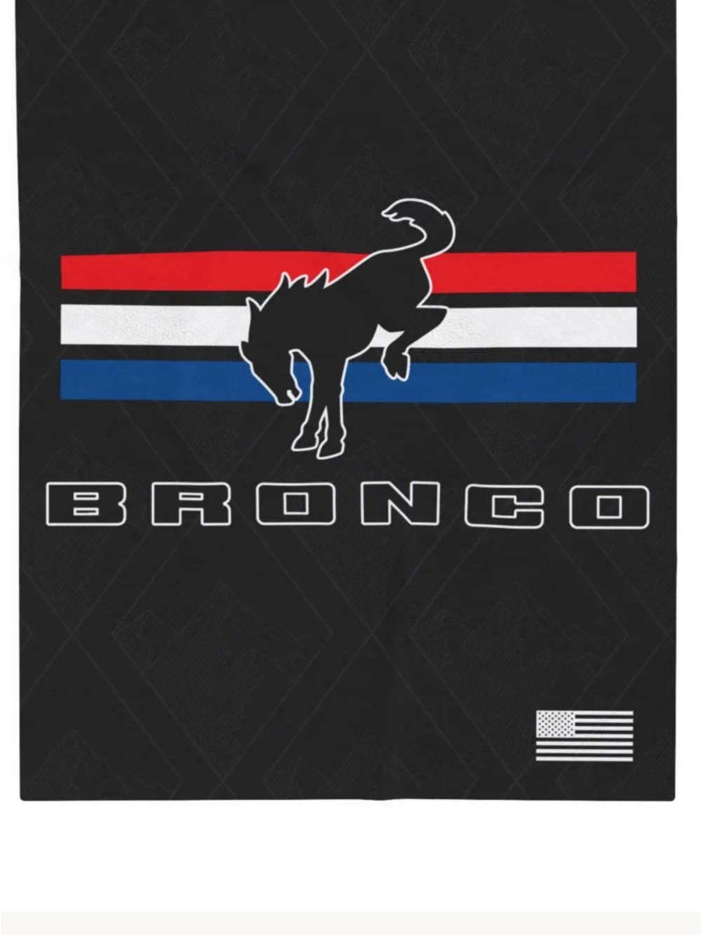 Bronco Black Throw Blanket with Red, White & Blue Stripe